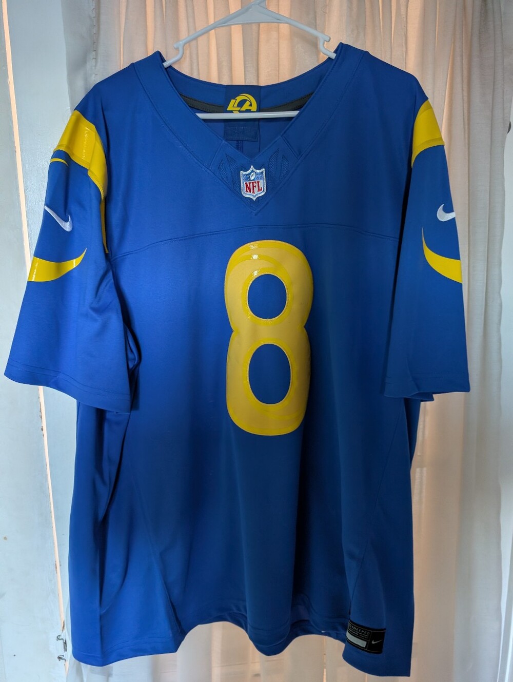 Nike Blue and Yellow #8 Men's Football Jersey